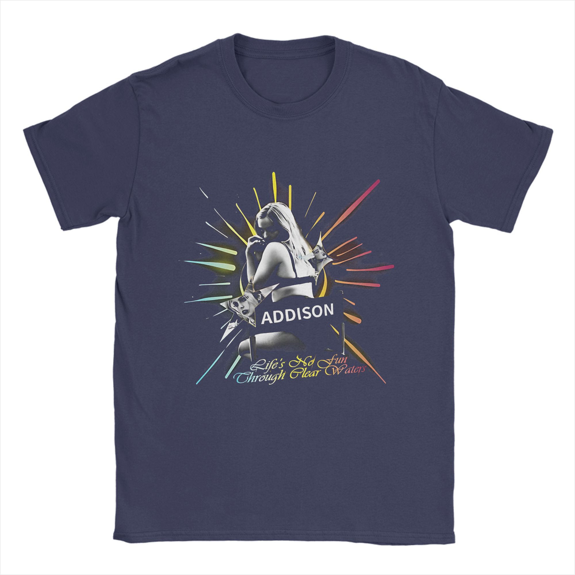 

Addison Rae The Addison Tour Merch Unisex T Shirt Cotton Tee Printed Tops T-shirt S темно-синього кольору