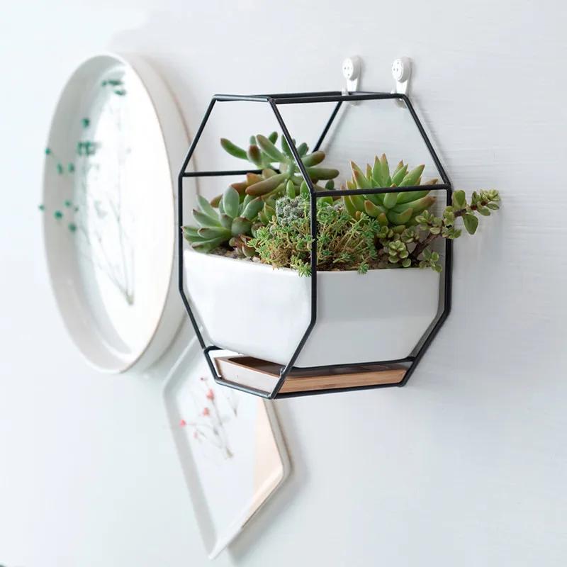 Octagonal Wall Hanging Porcelain Flower Pot – Succulent Planter for Home Decor