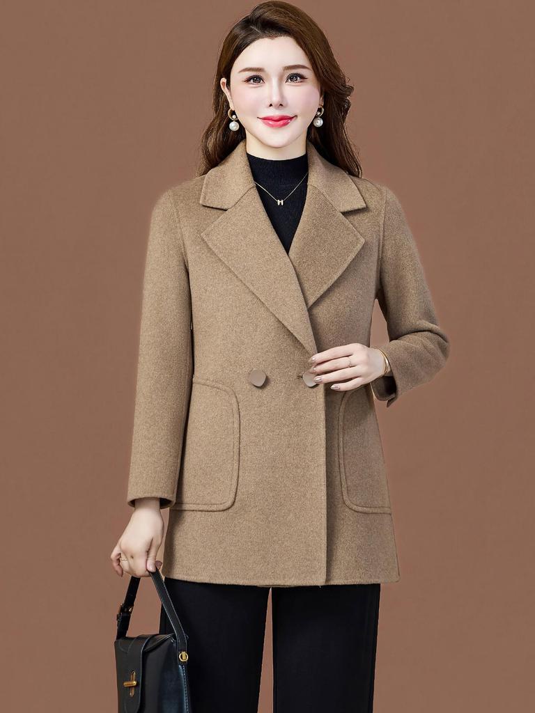 Women's Slimming Double-Faced Cashmere Coat - High-End Winter 2025 Collection for Middle-Aged Women