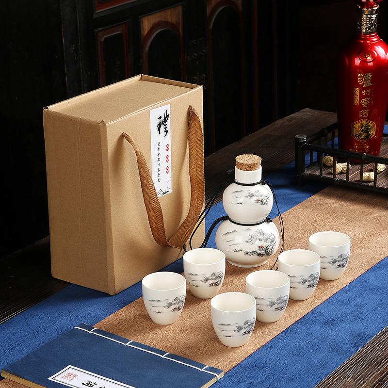 

Японский керамический набор для саке Традиционный шесть чашек для саке один кувшин диспенсер для байцзю вечеринка бар ресторан питьевая посуда подарки новый