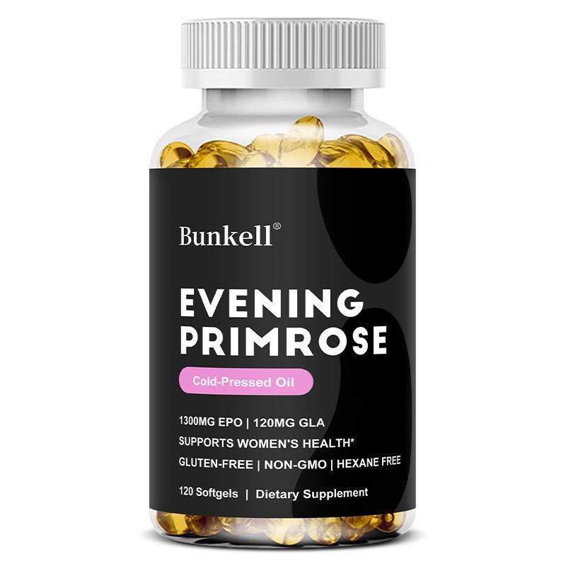Cold Pressed Evening Primrose Oil 1300mg with 120mg GLA for Women Health and Skin Support, 120 Softgels 120PCS