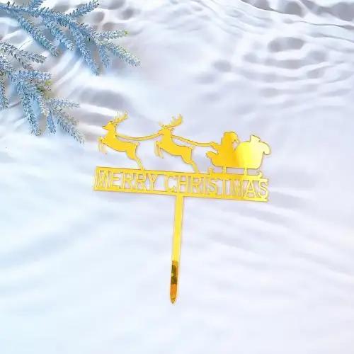 New Merry Christmas Cake Topper Baking Dessert Cake Insert Decor Cupcake Santa Claus Elk Snowman Party Decorations Cake Top
