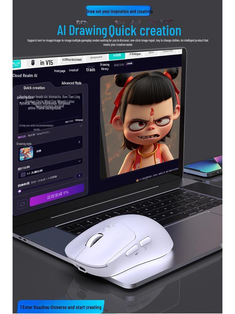 AI Voice-Controlled V18 Mouse: Three Modes for Translation, Speech-to-Text, and Wireless Control