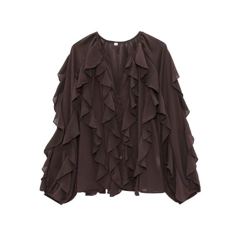 Kaslead New Arrival Women's Fashion Style Fashion Minimalist Laminated Decoration Shirt 4786063