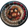 2D Flat Printed Christmas Rug Santa Claus Xmas Home Decor Round Vortex Carpet  Christmas