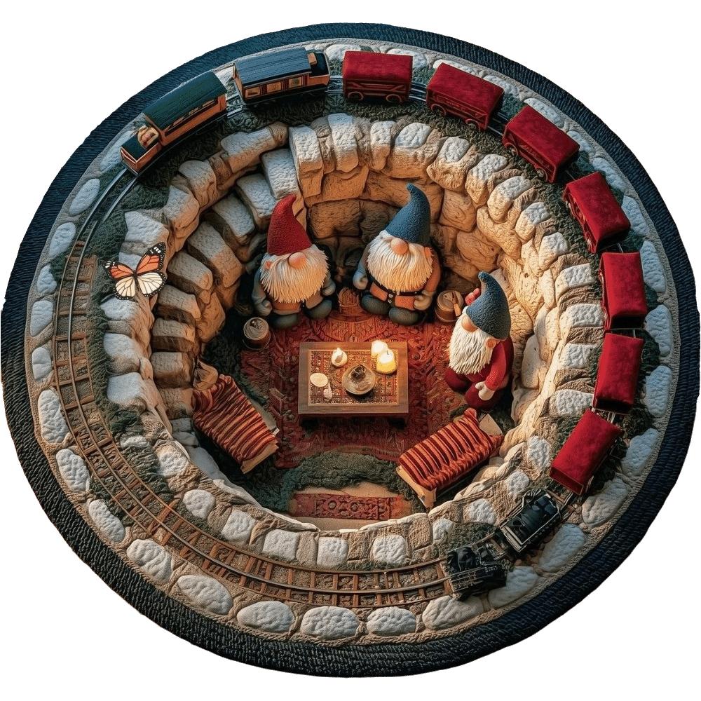 2D Flat Printed Christmas Rug Santa Claus Xmas Home Decor Round Vortex Carpet Christmas