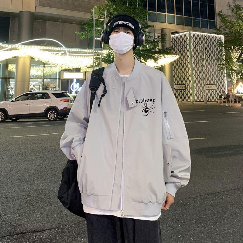 American Style Retro wine red Spider Baseball Suit Jacket Men's Spring and Autumn New Fashionable Brand Teenager Flying Jacket