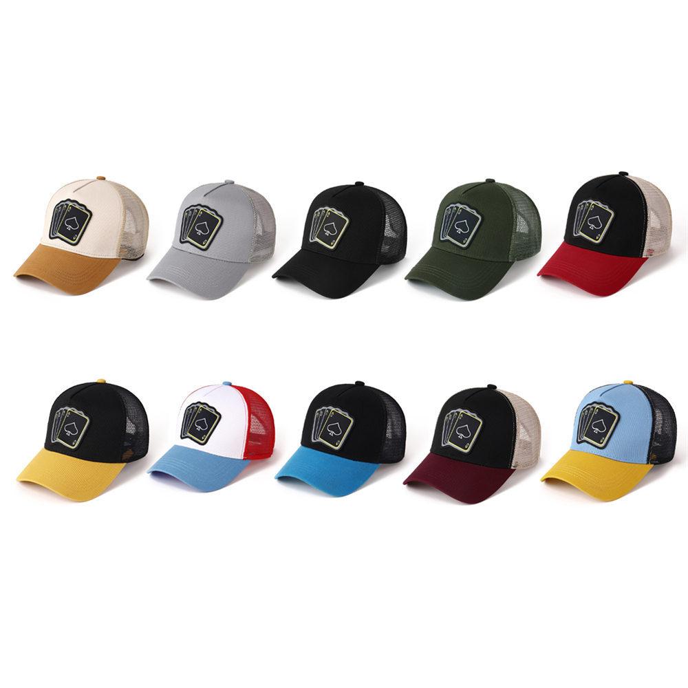 Cap Color Contrast Embroidery Duckbill Hat High Top Mesh Cap Face Slimming Curved Brim Sun Hat Poker Embroidered Baseball