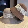 2026New Niche Minimalist Hand-woven Straw Hat with Contrasting Colors, Bucket-style Straw Fisherman Hat That Covers the Face and Makes the Face
