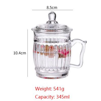 Glass Tea Cup Flower Clear Lead-Free Coffee Mugs with Handle and Lid Tea Cup for Women Birthday Valentines Wedding Gifts