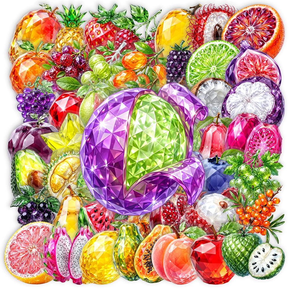 10/30/50PCS Glass Crystal Style Fruit Stickers Waterproof DIY Phone Laptop Luggage Cute Graffiti Decals Toys Gifts
