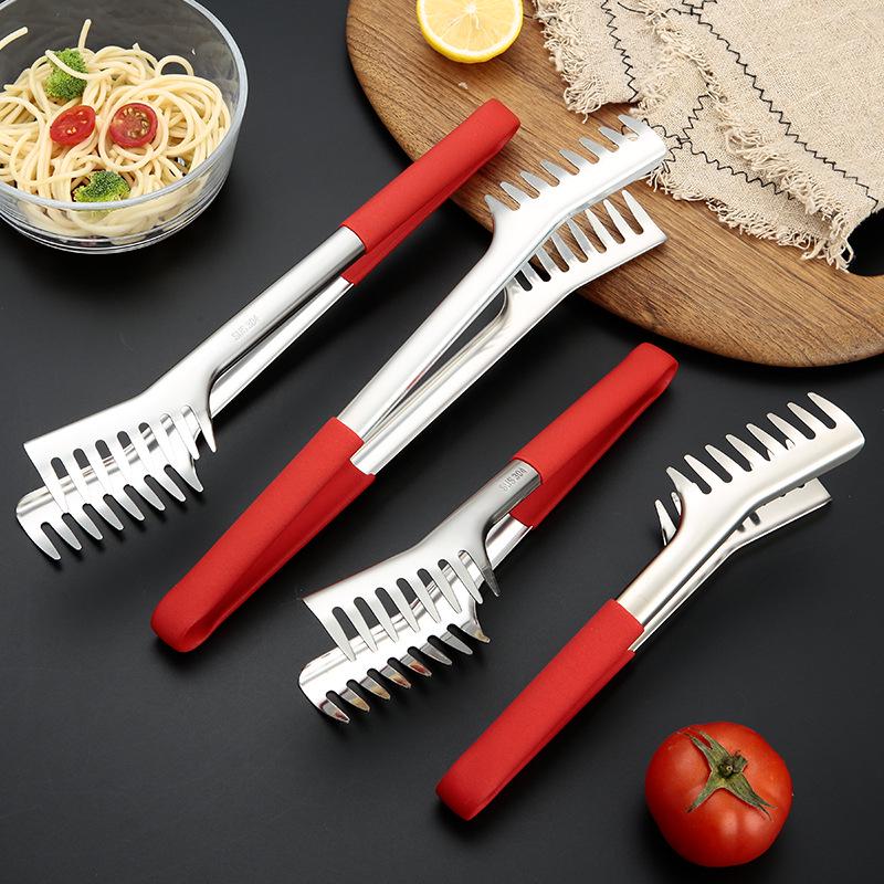 304 Stainless Steel Kitchen Tongs: Food, Pasta, BBQ, Spaghetti, Bread, Vegetables