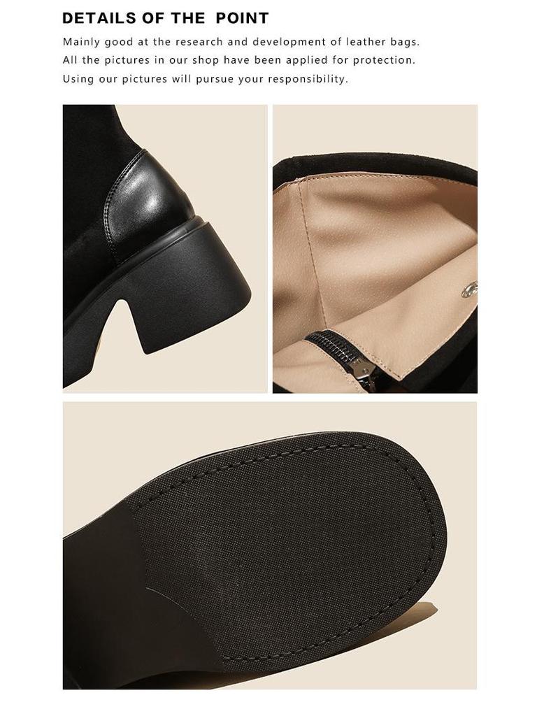 Nagy Méretű Női Térdig Érő, Levehető Talpú Lovas Csizma – Széles Bőség Ősz/Tél