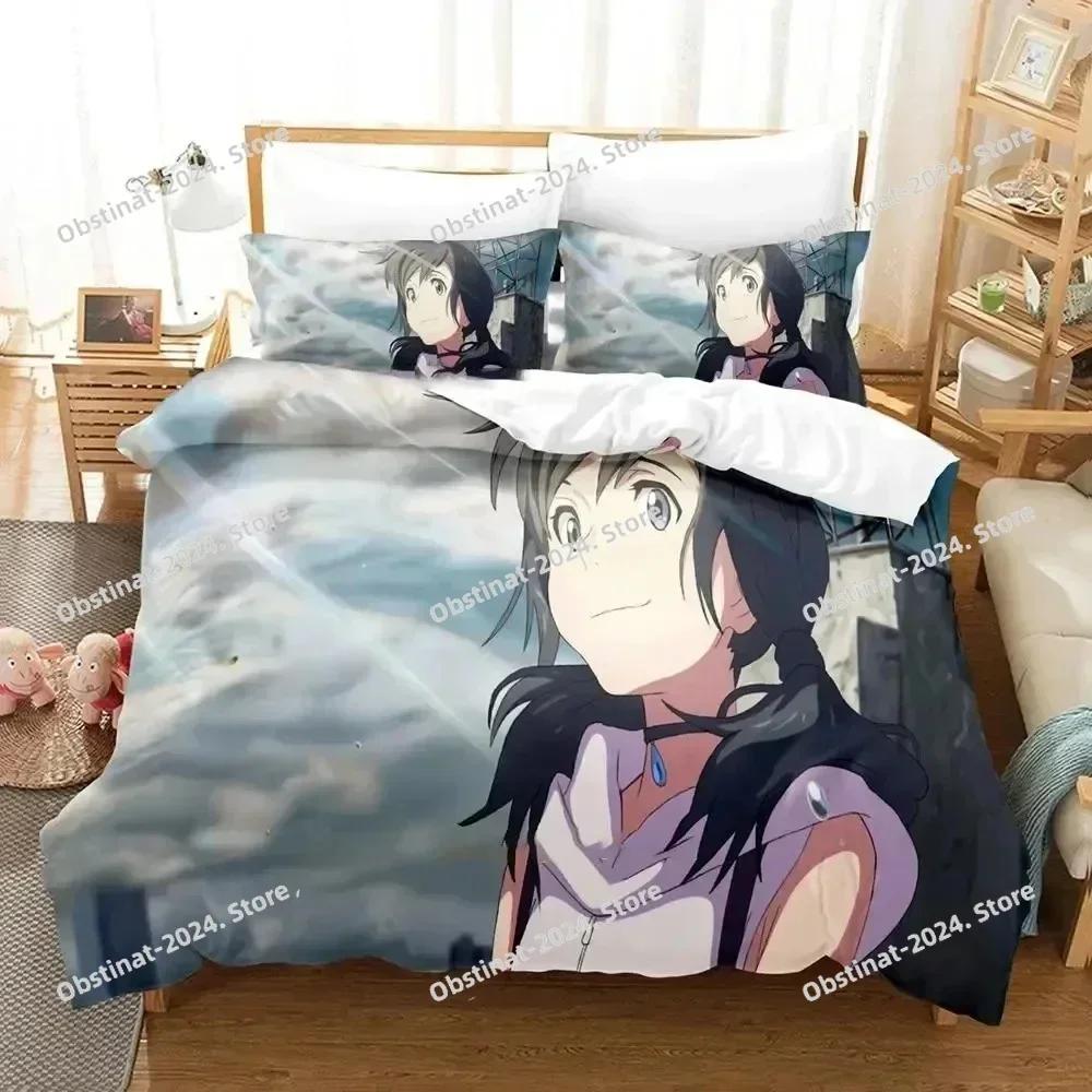 3D Anime Weathering with You Bedding Set Print single Comforter Quilt Bed Cover Duvet Cover Pillow Case 3 Pieces Kids Adult Size