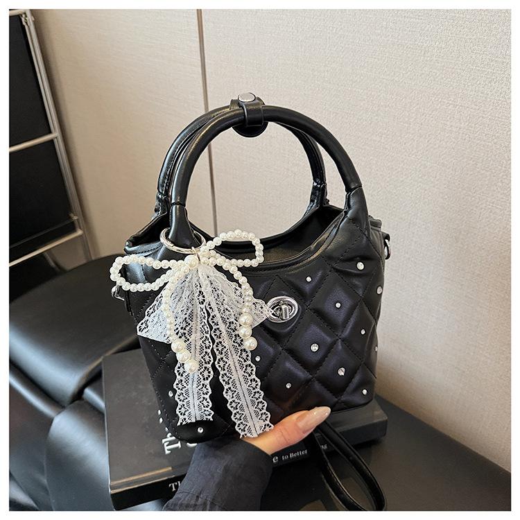 

Популярные маленькие сумки женские летние универсальные новые модные сумки-мессенджеры сумки-ведра с бриллиантами чёрный