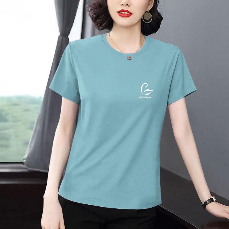 Mid-Aged Women's Summer Versatile Loose Slimming Plus Size Top T-Shirt
