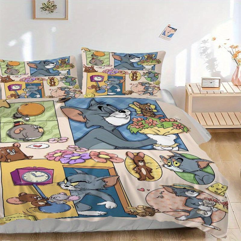 

3pcs Good Friends Tom & Jerry Bedding Set - Includes 1 Quilt Cover and 2 Pillowcases, Comfortable Bedding with Stylish Design for Bedroom, Machine Was 135x200cm