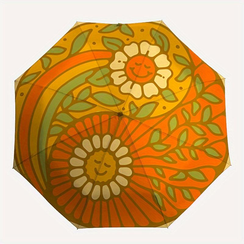 

1pc Floral Mandala Automatic Open/Close Umbrella, Portable Folding Umbrella for Travel, Themed Events, It is suitable as a gift for various festivals,