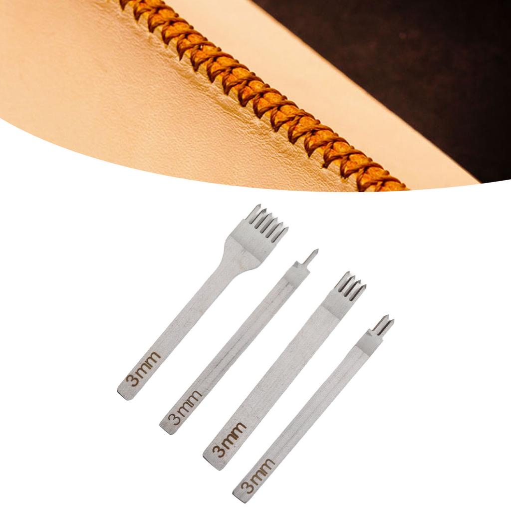 Rhombus Lacing Stitching Chisel Set Leather Craft Kits HSS Punching Stamping Prong Chisel