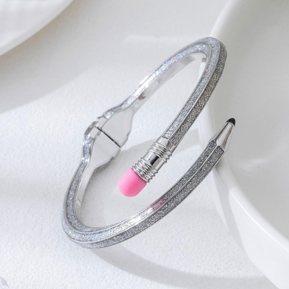 Shiny Glitter Pencil Bangle Trendy Fashion Cuff Bracelet Cute Cross Enamel Bracelet Daily