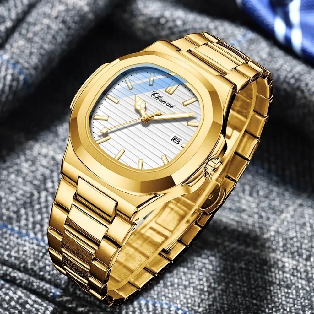 Chenxi Luxury Gold Stainless Steel Luminous Casual Business Watch For Men Fashion Waterproof Quartz Wristwatches