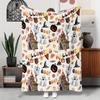 1pc Halloween Themed Candy Ghost Pumpkin Pattern Blanket Polyester Fabric Machine Washable Suitable for Bedroom Living Room