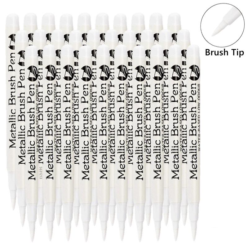 1/10/50Pcs Art Writing Gold Silver White Metallic Paint Pen Set Brush Tip Marker Pen Acrylic Paint Markers Stationery Supplies