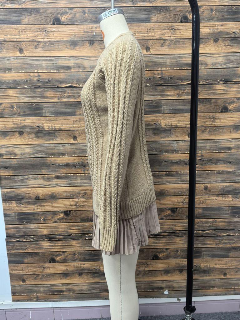 2025 Women's Sweet Cable Knit Chiffon Patchwork Mini Dress