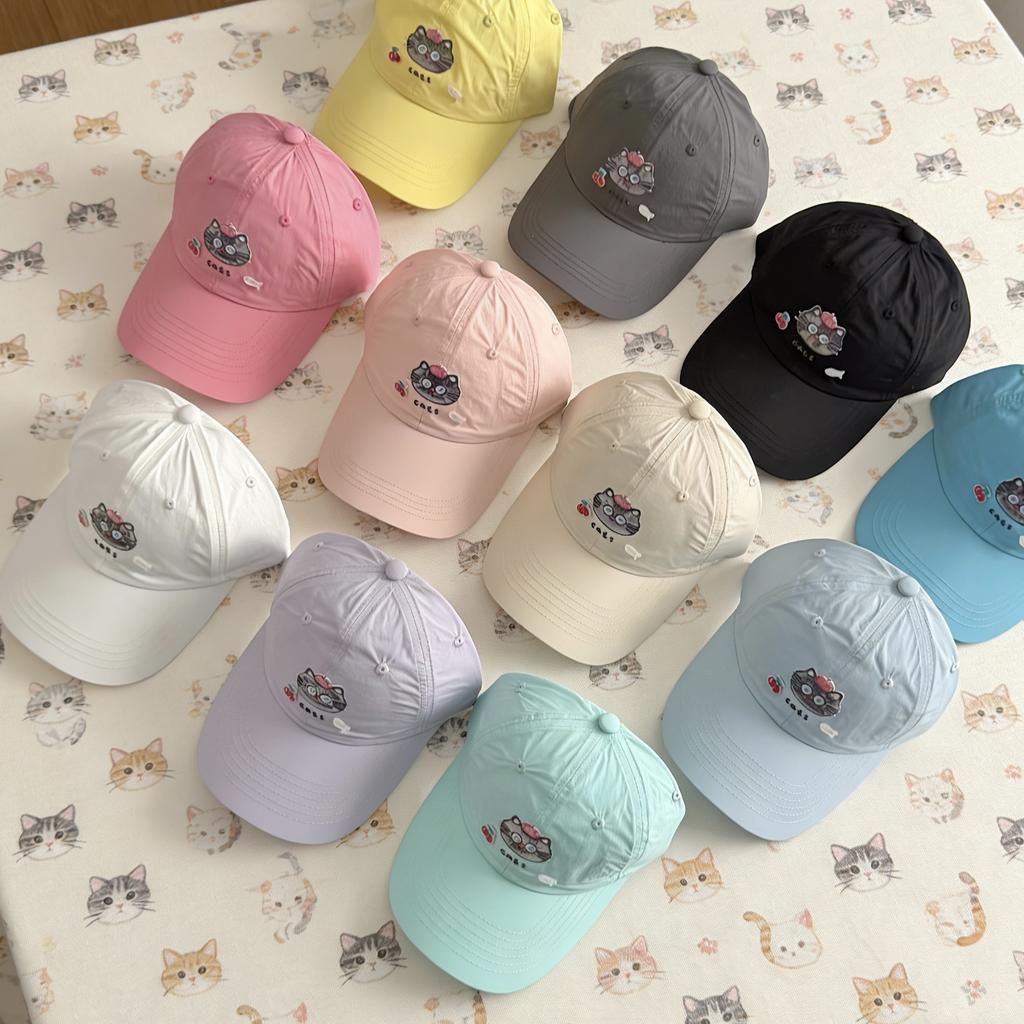 Cute Cat Cat Quick-Drying Baseball Cap Female Spring And Summer Light And Versatile Sunshade Showing Face Small Cap