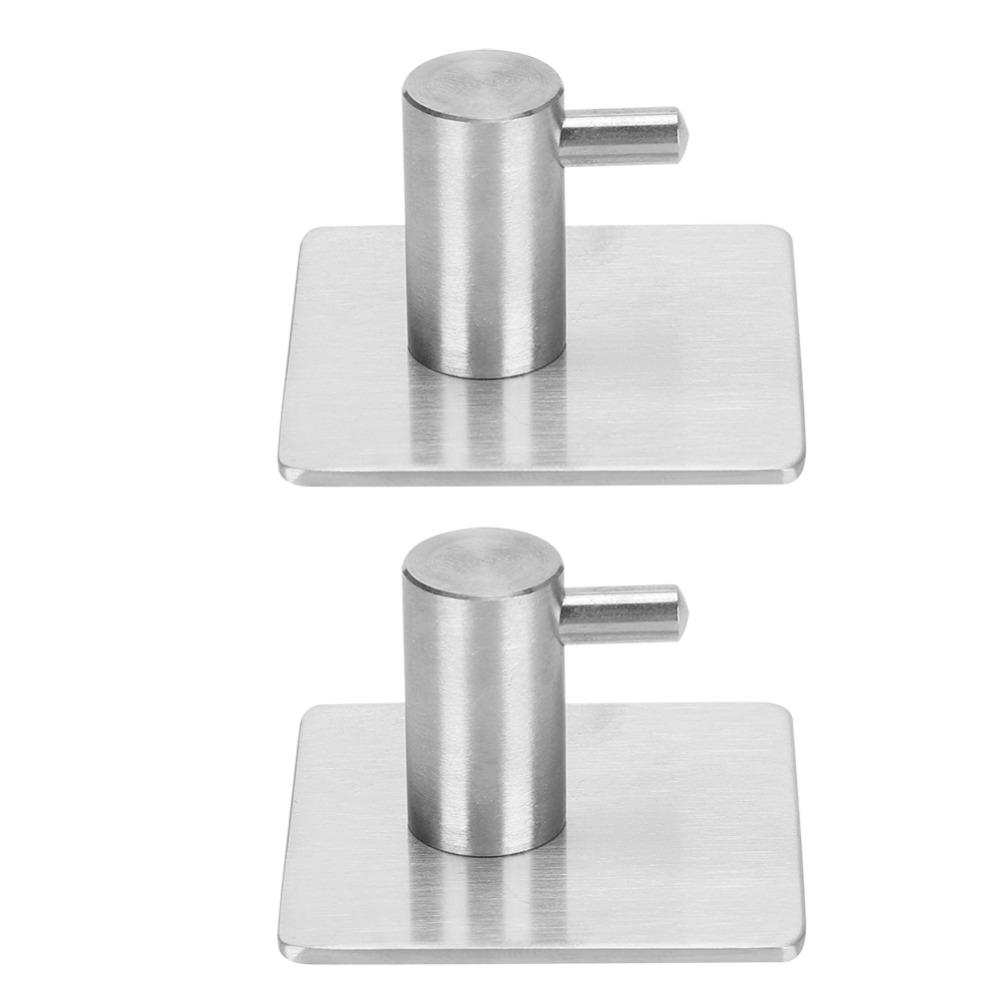 2 PCS Stainless Steel Adhesive Hook Silver Towel Hook Practical Coat Hook  Home Supply