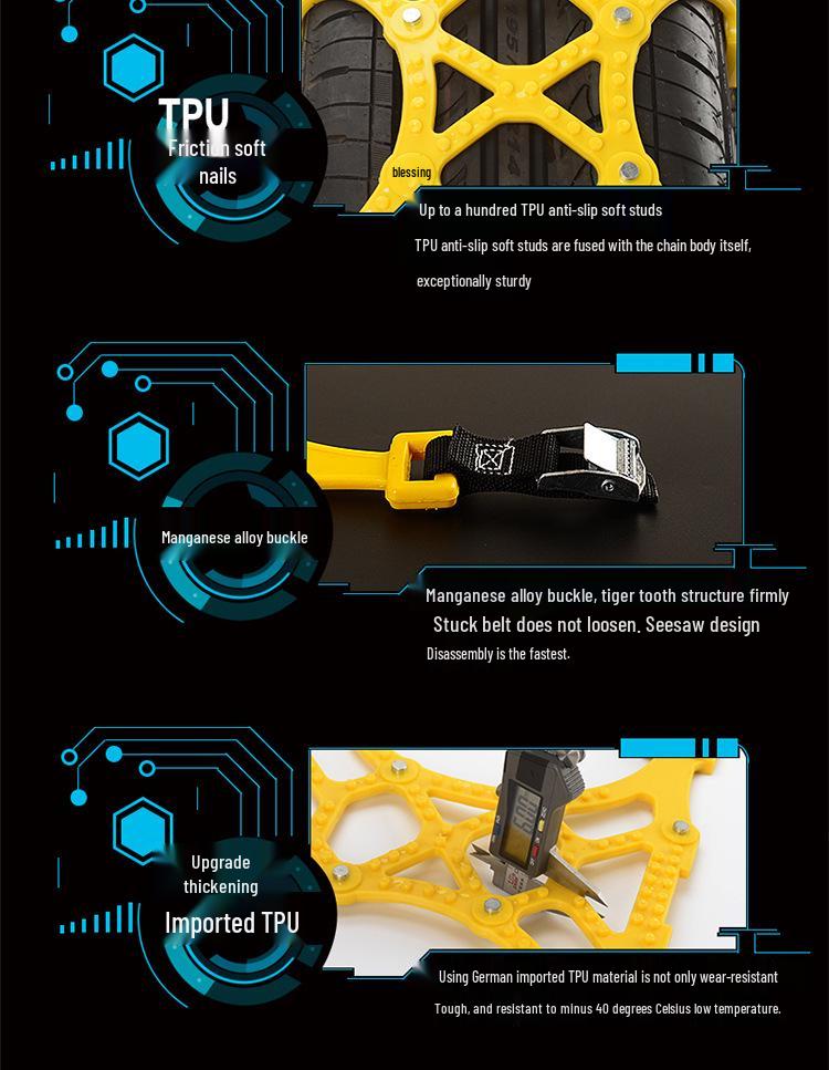 Universal Car Tire Anti-Skid Snow Chains - Beef Tendon Material
