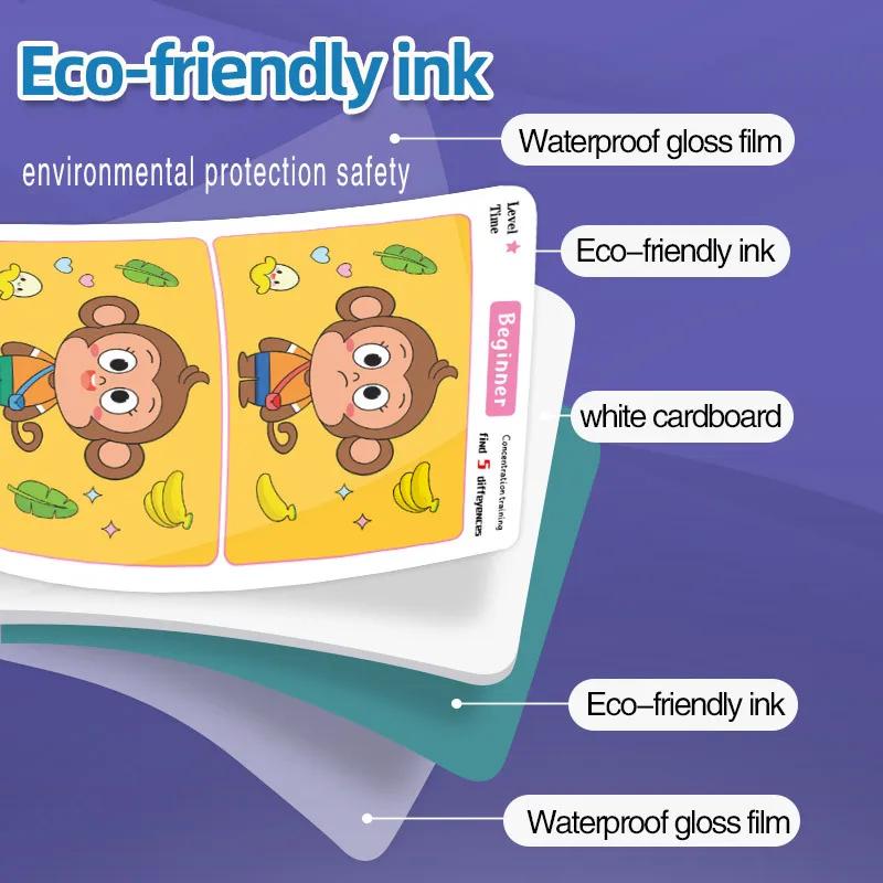 Non-Toxic 64Pcs Kids Montessori Educational Game Cards Error-Finding Games Baby Early Education Toy Concentration Training Reusable Cards