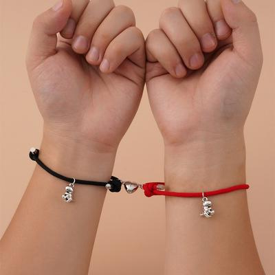 2Pcs/set Wave Fashion 3D Dinosaur Couple Bracelet Pair of Milan Rope Love Attracting Small Leather Cover Suitable