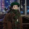Large Plaid Scarf Thicken Tassel Shawl Simple Cashmere Scarves  New Year