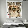 Bad Bunny Flow Wall Hanging Printed Fabric Blanket Decorative Tapestries for Bedroom Living Room Home Decor