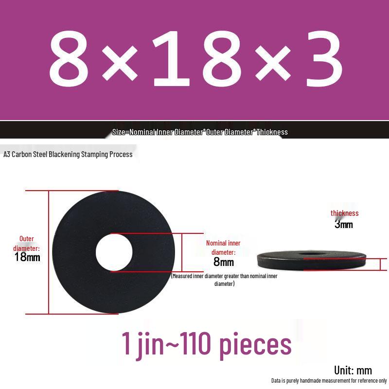 Black Oversized Thickened Round Metal Flat Washer Spacer for Home Use