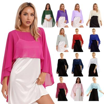 Kvinnor Chiffong Bolero Elegant Mjuk Bröllopsbröllop Cape Bal Party Rycka Aftonklänningar Sjal Wraps
