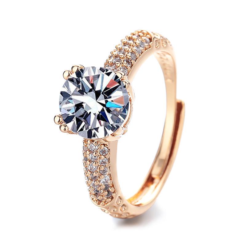 Women's Adjustable 2-Carat High Carbon Diamond Wedding Ring