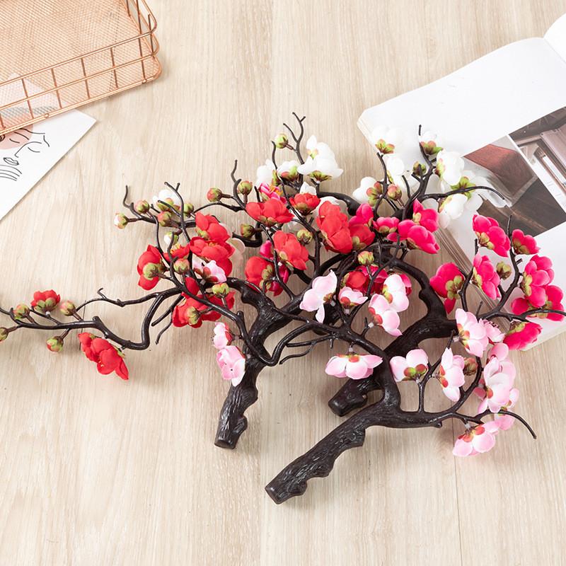 Prunus Mume Potted Simulation Artificial Flower Home Living Decoration Room