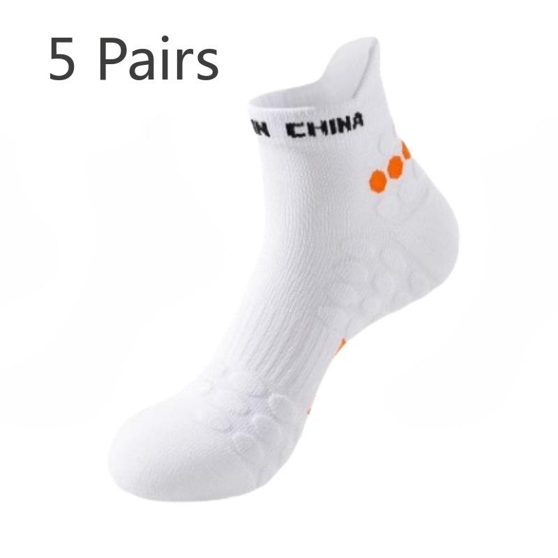 

5 пар мужских носков из чистого хлопка, дезодорирующих, впитывающих пот, толстых, нескользящих, для занятий бадминтоном 5 Pairs красный/белый