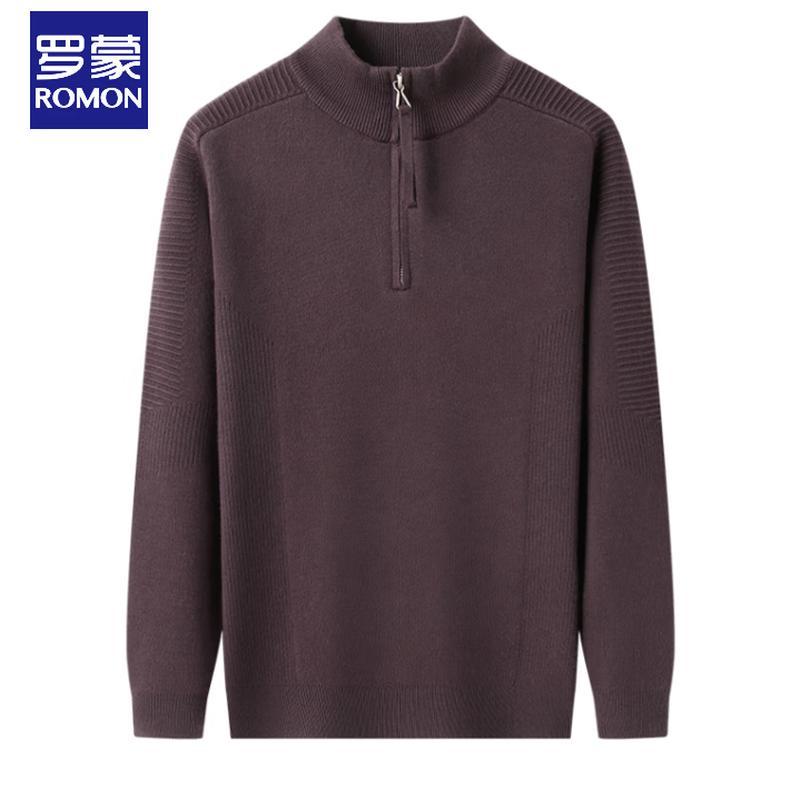 ROMON Men's Casual Knitted Mock Neck Pullover Sweater