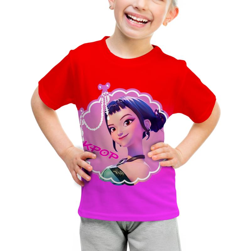 Children's Clothing KPop Demon Hunter Cartoon Print Top Short Sleeved Girl Boy KPop Demon Girl Group Fan Gift T-shirt