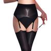 Sexy Women 2 In 1 Oil Shiny Sheer See Through Hollow Out Yoga Shaping Pantyhose Open Crotch Tights Detachable Garter Stockings