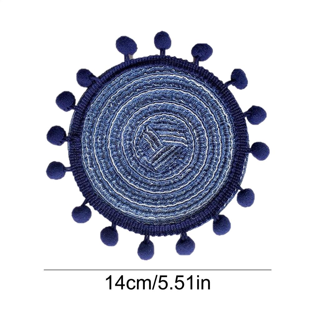 

Table Mat Round Placemat Table Woven Cotton Dining Room Decoration Accessories Kitchen Placemats Coffee Coasters Party Dinner 14cm синій