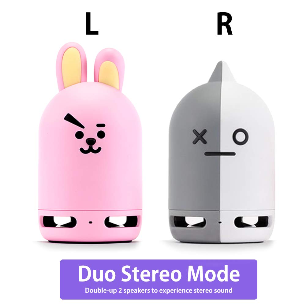 BT21 Friends Duo Bluetooth Official Portable Speaker Figure Set Pink Perfect for and Travel & - - Home, Outdoors,