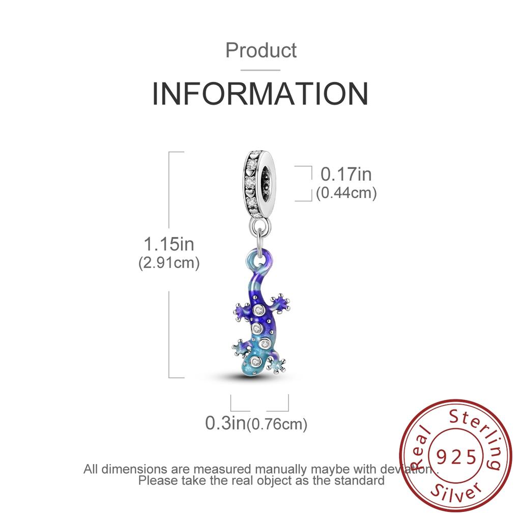 copper Blue Purple Glazed Gecko Pendant Charm Bead Charms Bead Charms Jewellery Compatible With Authentic Bracelets Ideal For Women Do It Yourself Gif