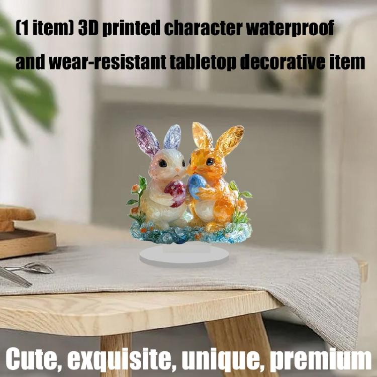 Acrylic Bunnies/Angel Statues Figurines Animal Figurines Sculptures Centerpieces Decorative Ornament for Home Office