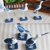 3Pcs/set Mediterranean Wooden Nautical Seagull Decor Home Office DIY Desktop Ornament