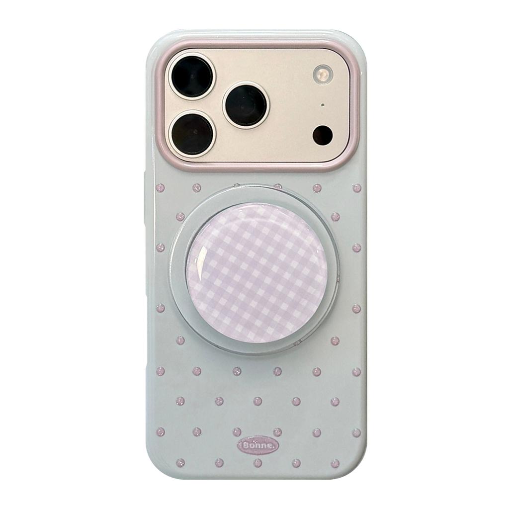 Simple ins polka dots are suitable for Apple 17Pro Max mobile phone case iphone16 relief glitter 15 magnetic suction bracket