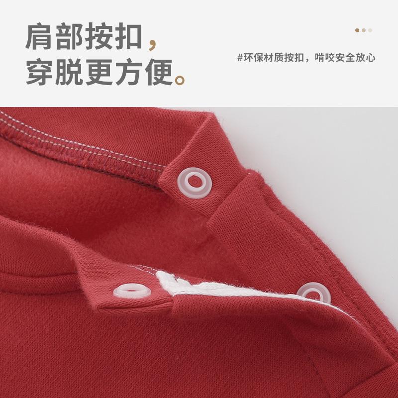 Children's Hoodie Winter New Year Red Baby Clothes with Plush Baby Tops